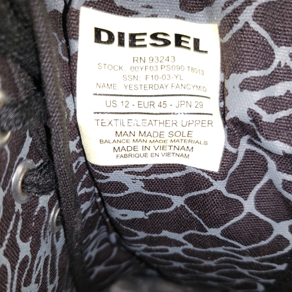 Diesel Black Hightop Sneaker Leather&Suede 12 - Picture 4 of 6